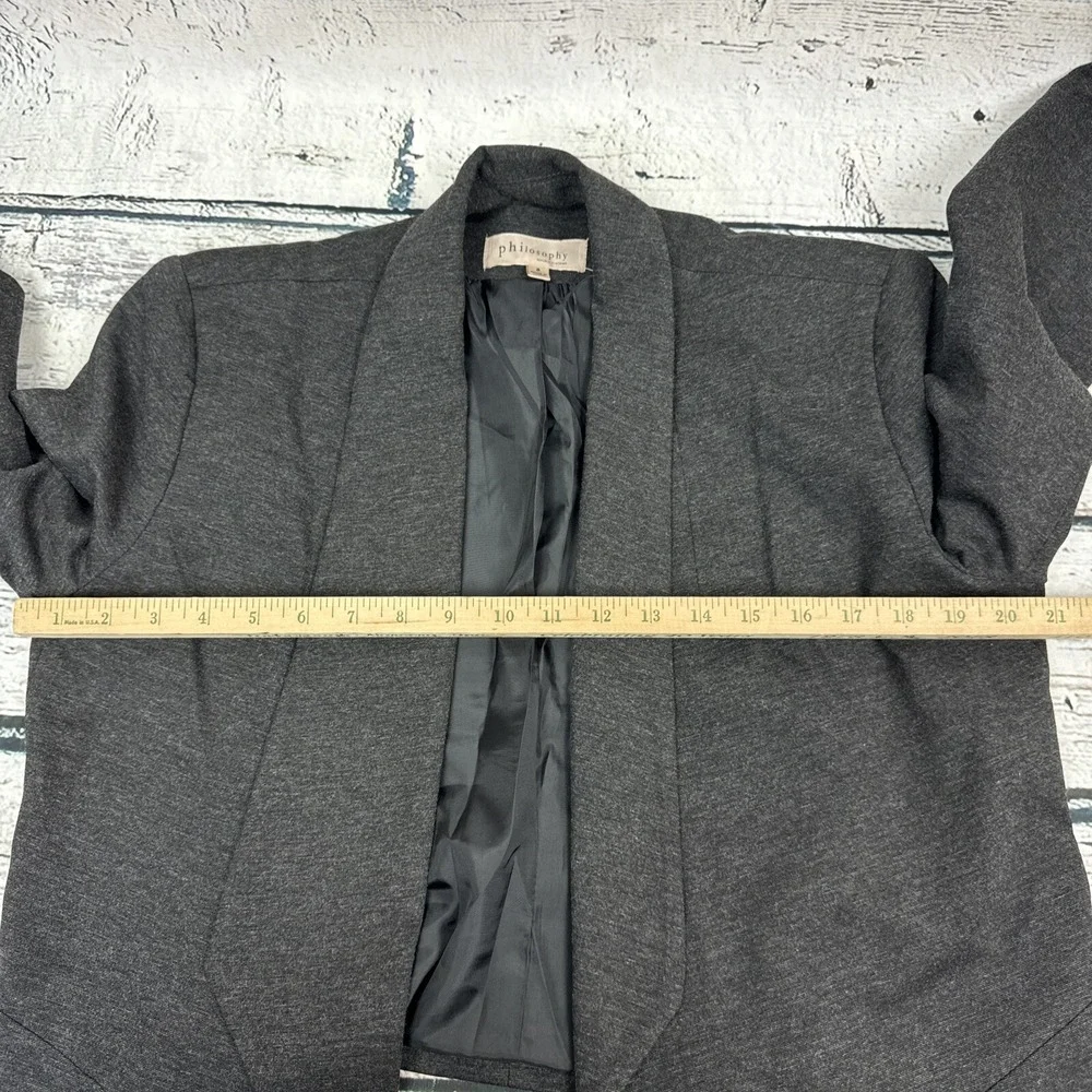 Philosophy Republic‎ Clothing Blazer Women's Charcoal L/S Open Front [Size 8]